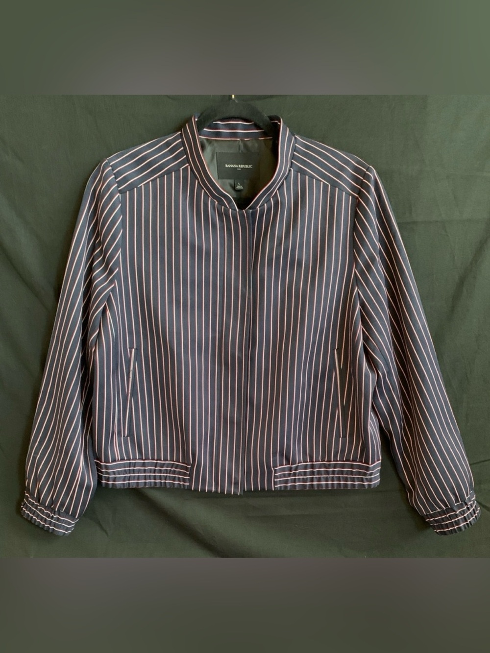 Banana Republic Striped Navy, Red & White Preppy Style Bomber Jacket - L